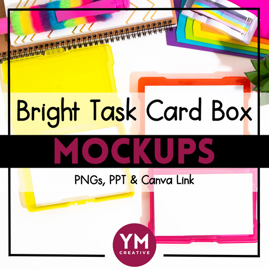 Bright Task Card Box Mockups for TpT Product Listings & Social Media
