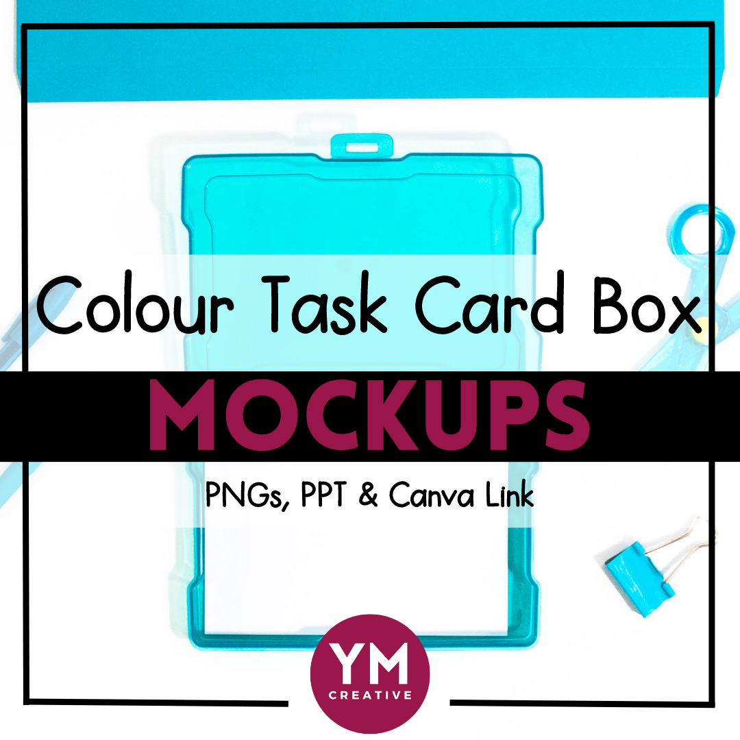 Colour Task Card Box Mockups for TpT Product Listings & Social Media