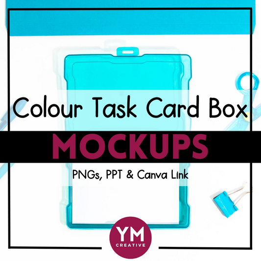 Colour Task Card Box Mockups for TpT Product Listings & Social Media