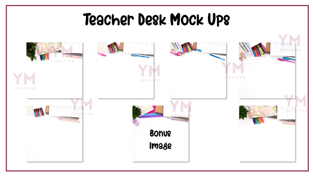 Teacher Desk Mockups with Blank Background for TpT Product Listings